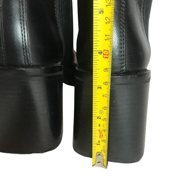 ASOS DESIGN Ranger heel Black Mid Calf Mid Heel Boots Womens 7 Pull On Elastic - Picture 8 of 12